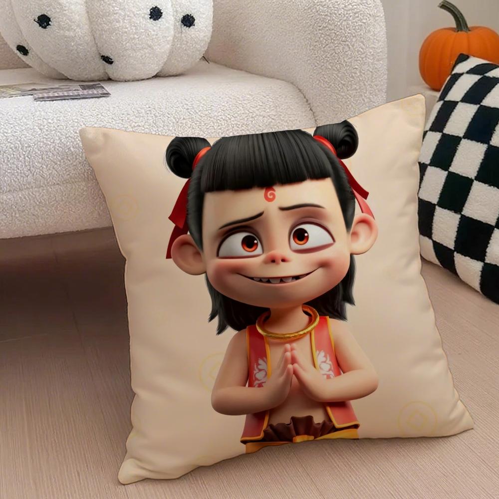 

Popular Chinese Mytho Animation NNezha Cushion Cover Throw Pillow Cover Hidden Button Durable Polyester Chair Cushion 30X30cm