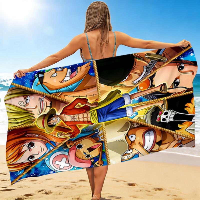 1Pc One Piece Adventure Beach Towel Quick Dry Multiuse For Beach Pool Gym Yoga Home Travel Christmas Halloween Xmas Gift L1416