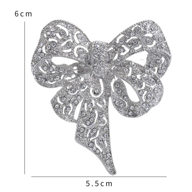 Stylish And Elegant Trendy Bow-Adorned Luxury Alloy -Encrusted Brooch