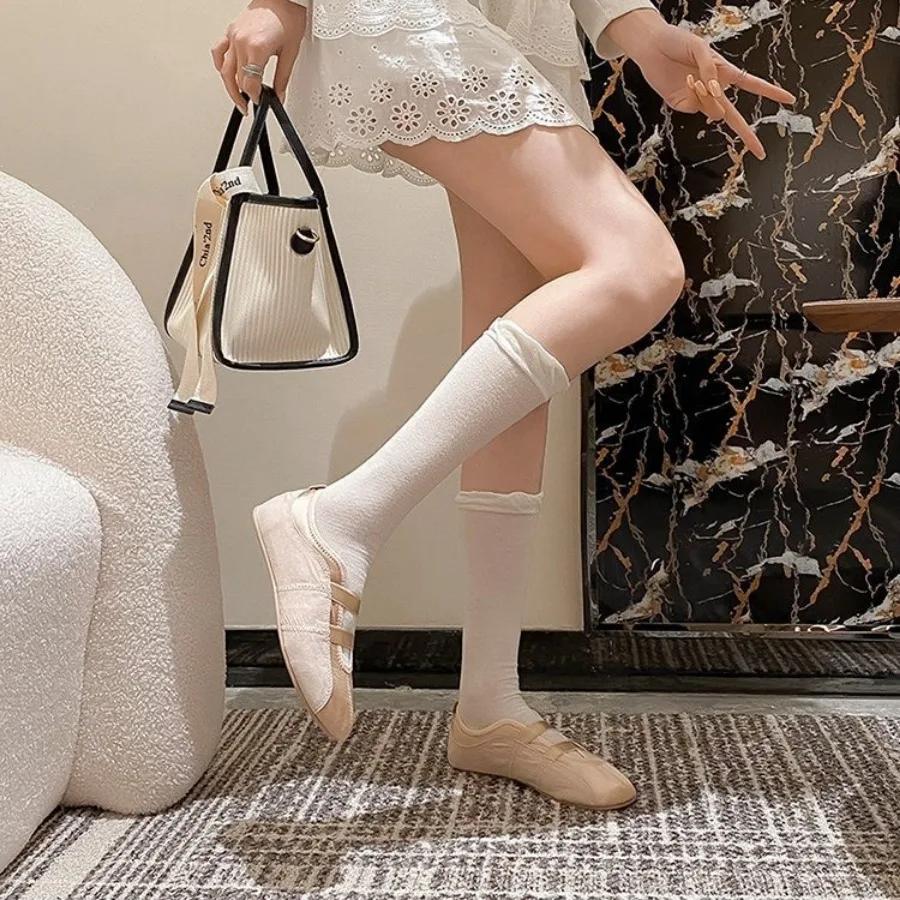 Fashion New Arrival Satin Ballet Style Flats for Women, Sweet and Gentle Slip-on Mary Jane Shoes