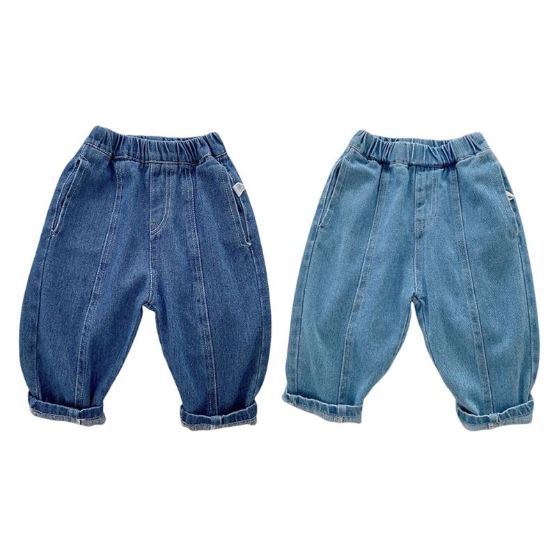 

Детские расклешенные брюки для девочек, джинсы с эластичной резинкой на талии, повседневные удобные брюки, приятные для кожи и дышащие джинсовые брюки