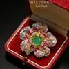 Emerald Diamond Floral Brooch - Luxurious High-End Elegant Jewelry Gift
