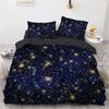 3D Galaxy King Queen Povlak na přikrývku Hvězdná obloha Ložní souprava Vesmír Povlak na přikrývku Vnější prostor Měkký 2/3ks Povlak na peřinu Tmavě modrá
