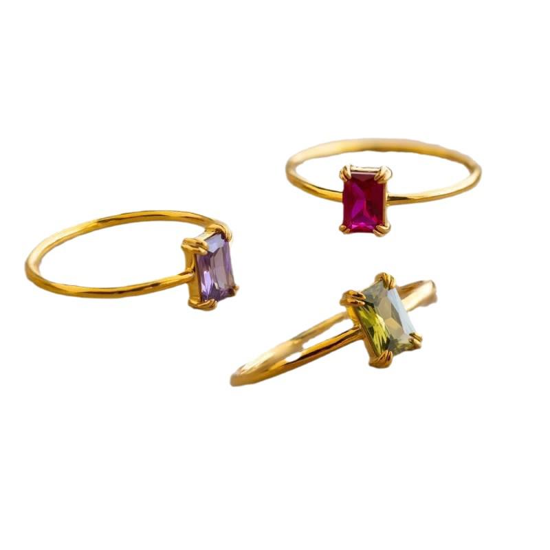 Retro Zircon December Birthstone Ring with Copper and Gold Preservation