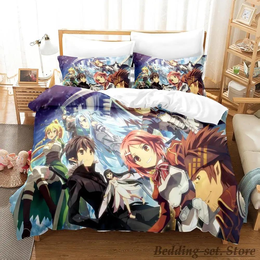 

Новый комплект постельного белья Sword Art Online II с рисунком из мультфильма «Аниме» из трех предметов для взрослых и детей, набор пододеяльников 3D Kawaii, постельного белья 70x133cm 2pcs