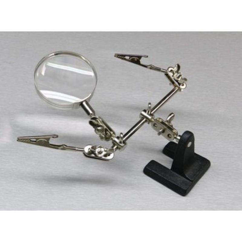 Helping Hand Tool Soldering Stand With 4X Welding Magnifying Glass Led Adjustable 2 Alligator Clips 360 Degree Rotating