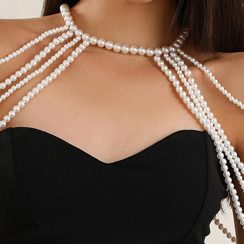 Catena Corpo Ragazza Sexy Calda Catena Vita Moda Donna Sfilata Catena Spalla Perla Sintetica Catena Bustier Catena per Vestiti