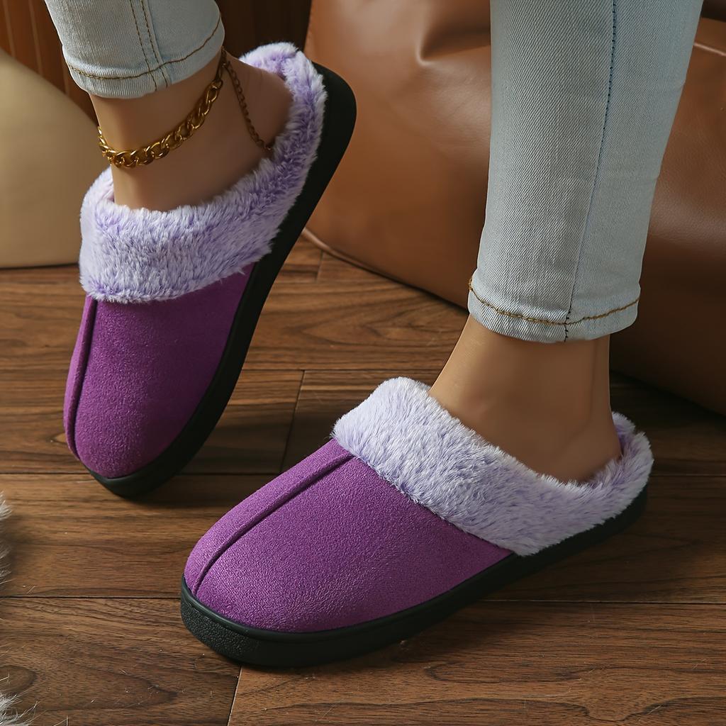 [Plush Slippers] Thick Plush Mid-Strip Minimalist Slippers | Stylish Home Indoor Bedroom Floor Slippers for Men and Women