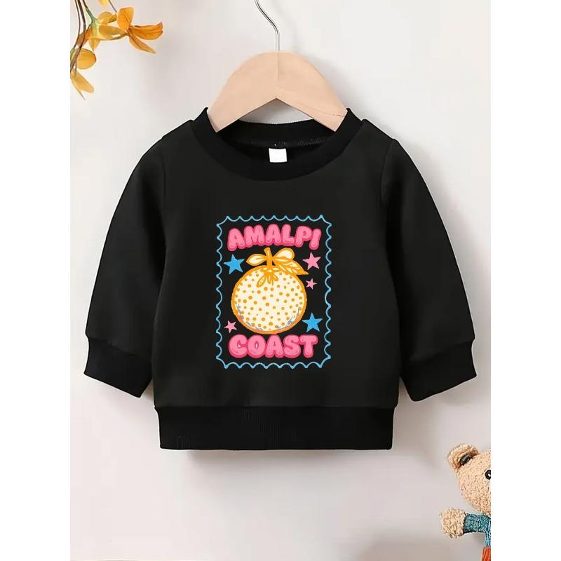 European sizes Cute Print Pattern 0-3 Years Old Kid Comfortable Spring Thin Round Neck Sweatshirt Orange Fruit Design Embellishment