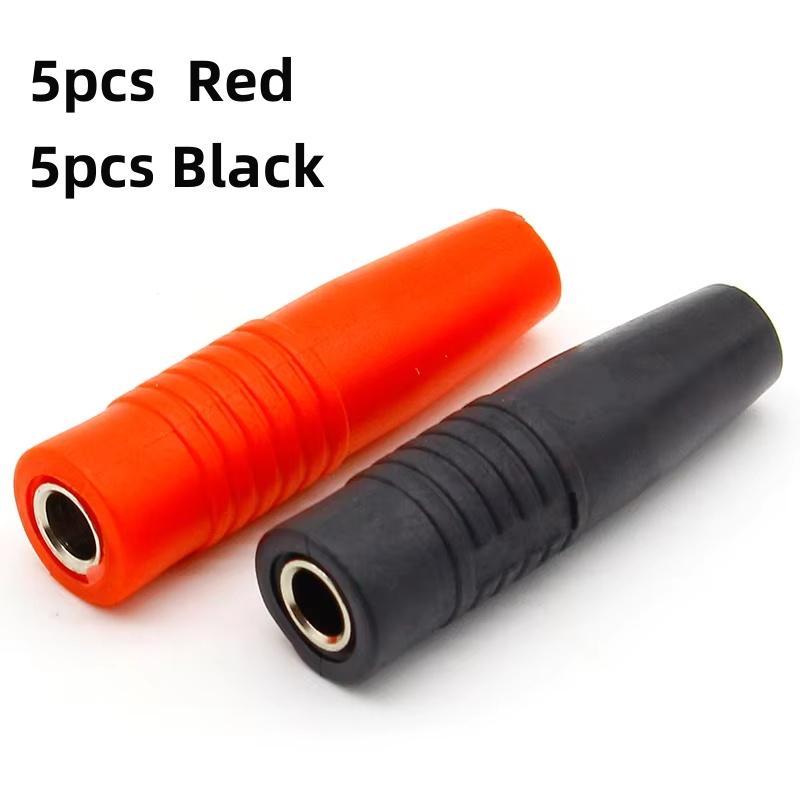 10Pcs 4mm Brass  Banana Female Insulated Jack Plug Wire Solder Connector Red and Black 10pcs