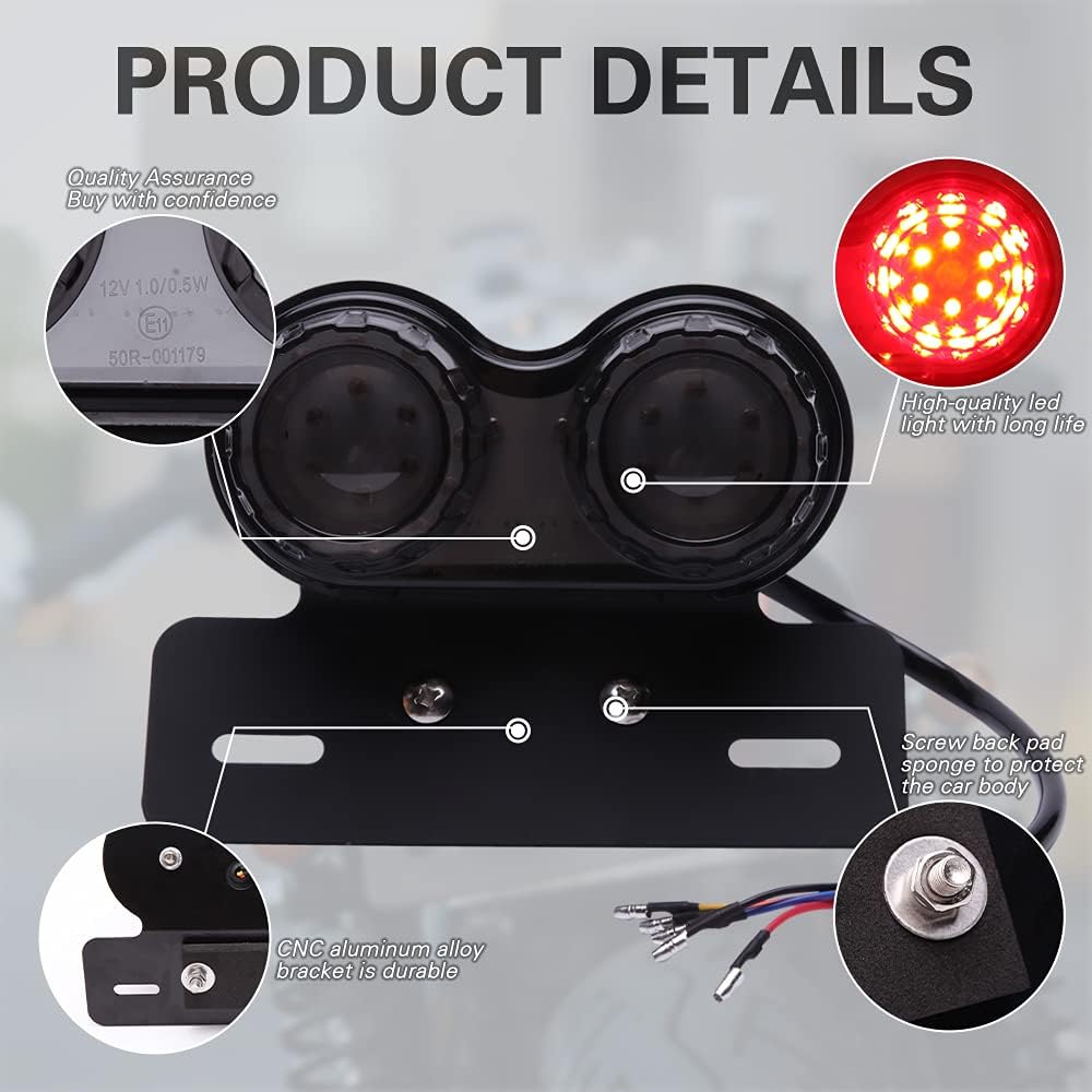 DREAMIZER 40 LED 40W Motorcycle Tail Light Integrated Running Lamp Brake&Turn Signal Light with License Plate Bracket Compatible With Motorcycle