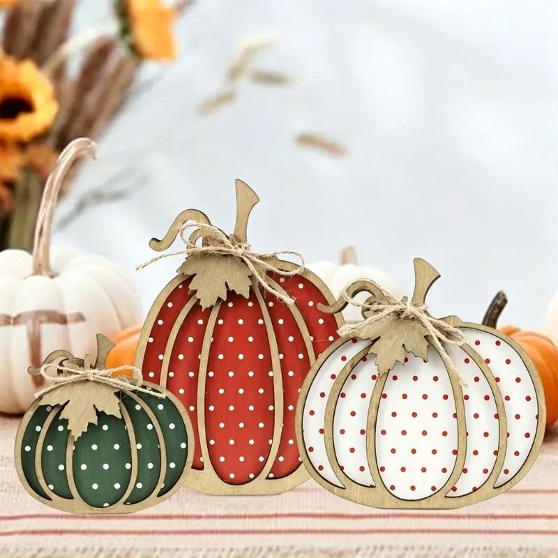 Thanksgiving Fall Decorations Wooden Pumpkin Autumn Decors in Wood for Fall Arrangements Across Dining Tables, Shelves, Entryways, and Home Desks