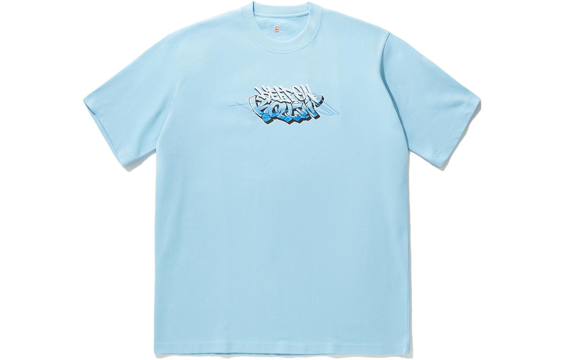Li Ning T Shirts Unisex Sky Blue Crew Neck Moderate Straight Fit AHSU225-2 L
