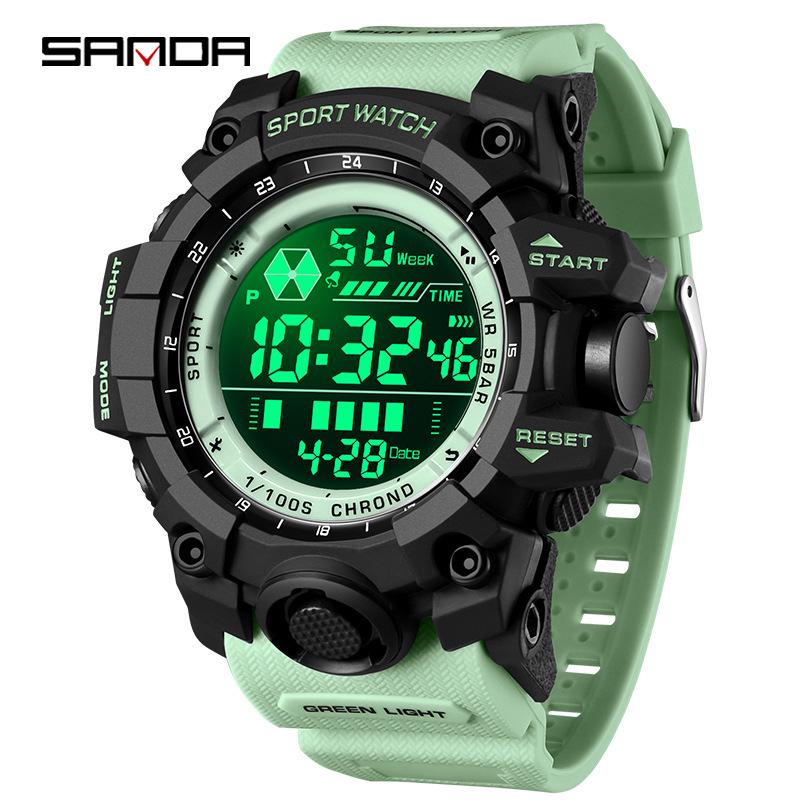 

Многофункциональные водонепроницаемые спортивные часы Sanda с будильником и модным одинарным дисплеем для студентов.