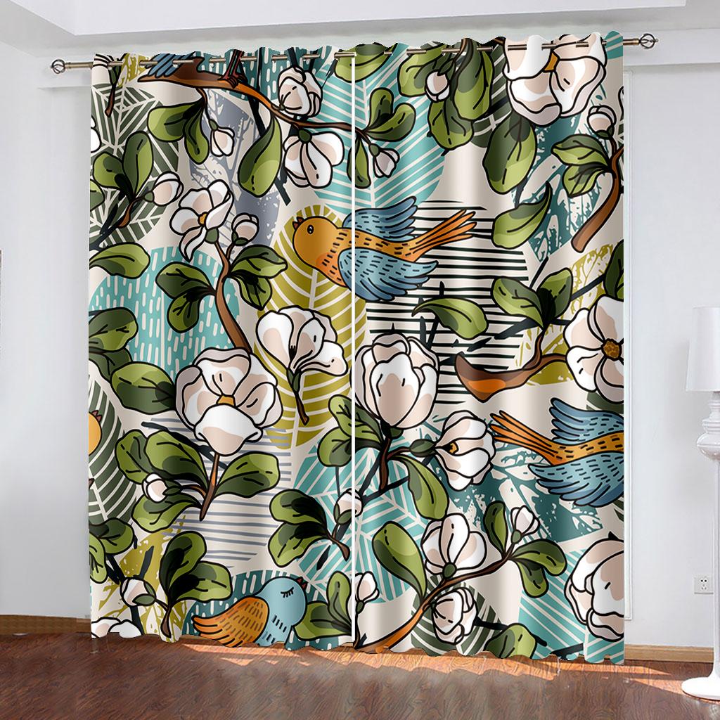Blumengedruckte Vorhänge mit Blumenmuster für Wohnzimmerfensterdrapierungen Schlafzimmer Verdunkelungsvorhänge Tende Cortinas Cortinas Para La Sala
