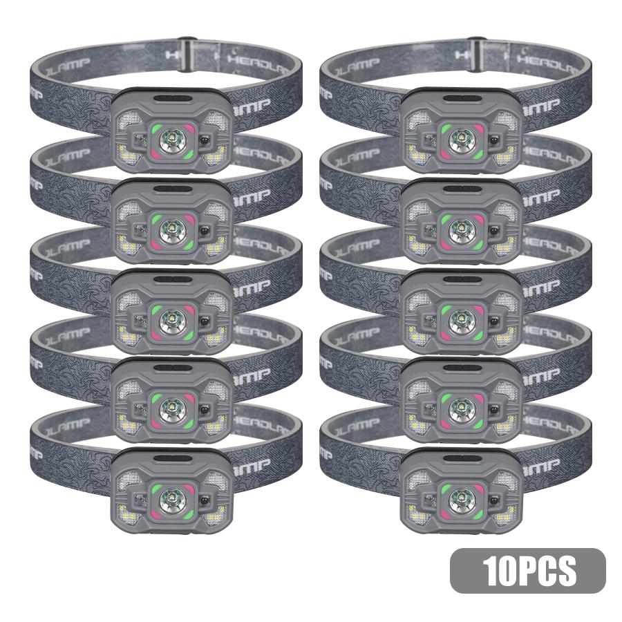 Outdoor Sensing LED Headlamps USB Rechargeable Headlight with 4 Modes Emergency Working Light Camping Waterproof Head Torch