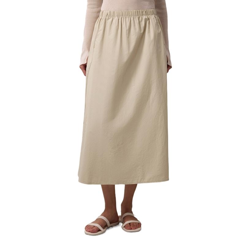 Calvin Klein Ss25 Cotton Twill Midi A-Line Casual Skirt Women Skirts Khaki 44B666P