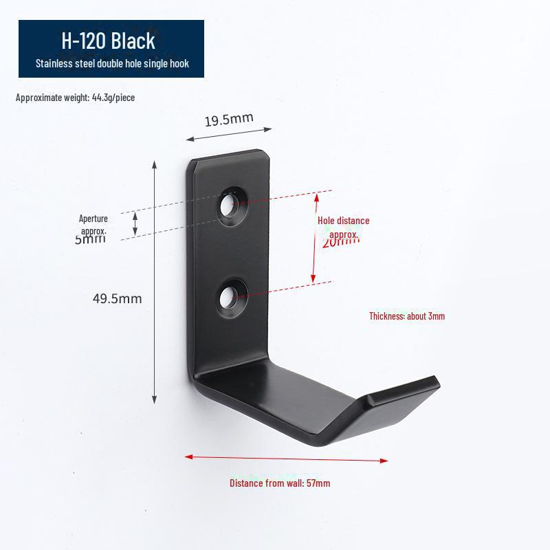 Black Stainless Steel Single Clothes Hook for Home, Hotel, or Bathroom Use