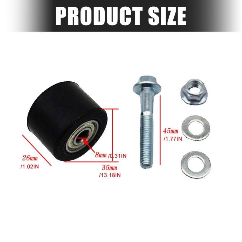 Chain Guide Roller Service Part with 8mm Center Hole for YFZ350 1987-2006, Rubber Outer Roller for Drive System Maintenance Work Use Field