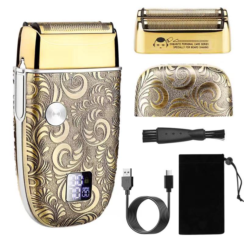 

Электрическая USB-бритва для мужчин, водостойкая аккумуляторная бритва с двойным лезвием, аккумуляторная бритва с USB-зарядкой, парикмахерский триммер дубильная кора