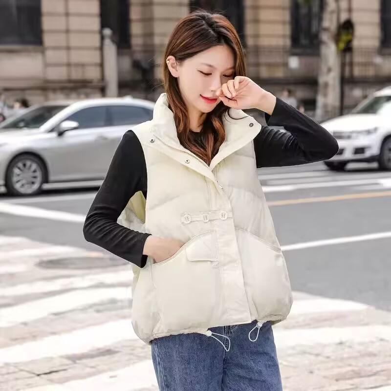 Autumn and winter new down jacket vest women wear vest stand-up collar popular vest vest vest white duck down jacket