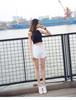High-Waisted Elastic Denim A-Line Shorts for Women - Summer 2026 Collection, Loose Fit, Frayed Hem, Versatile and Slimming Design.