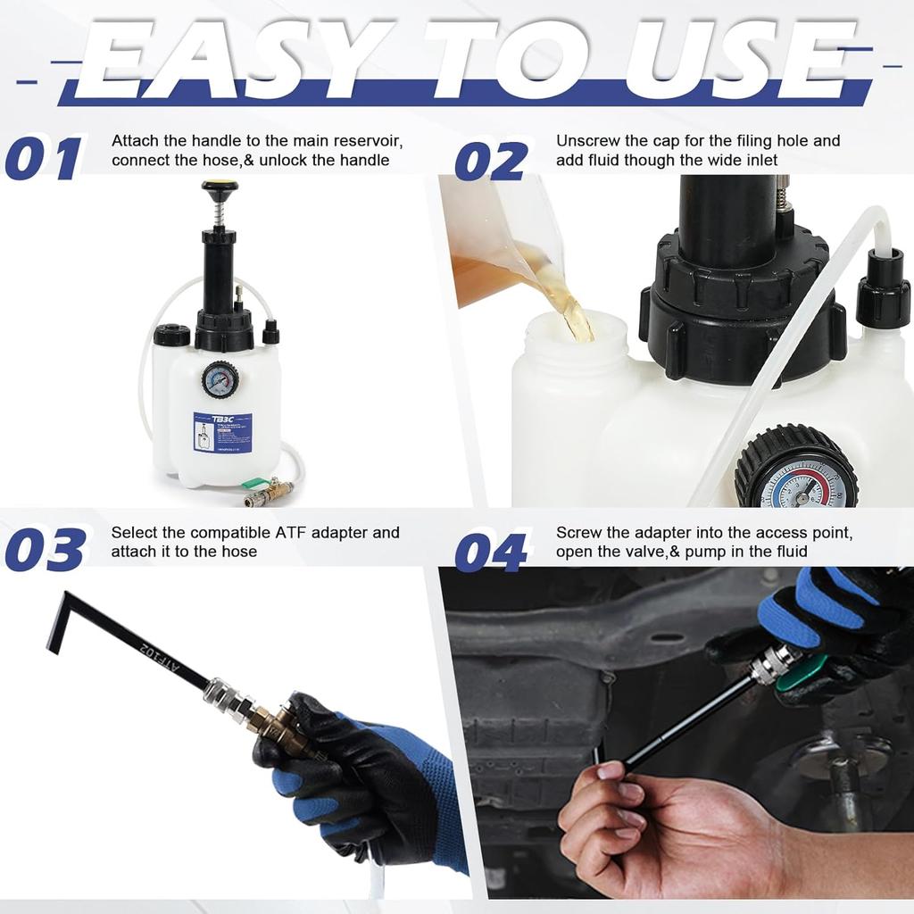 Transmission Fluid Transfer Pump,3L Manual Refill System Dispenser With Pressure Gauge,Automotive Transmission Dispenser Pump Tool Set Oil With 12Pc