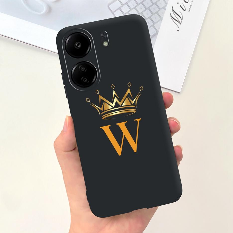 For Xiaomi Poco C65 Case Redmi 13C Cute Crown Letters Cover Soft Silicone Phone Case For Xiaomi Redmi 13C Redmi13C PocoC65 Shell