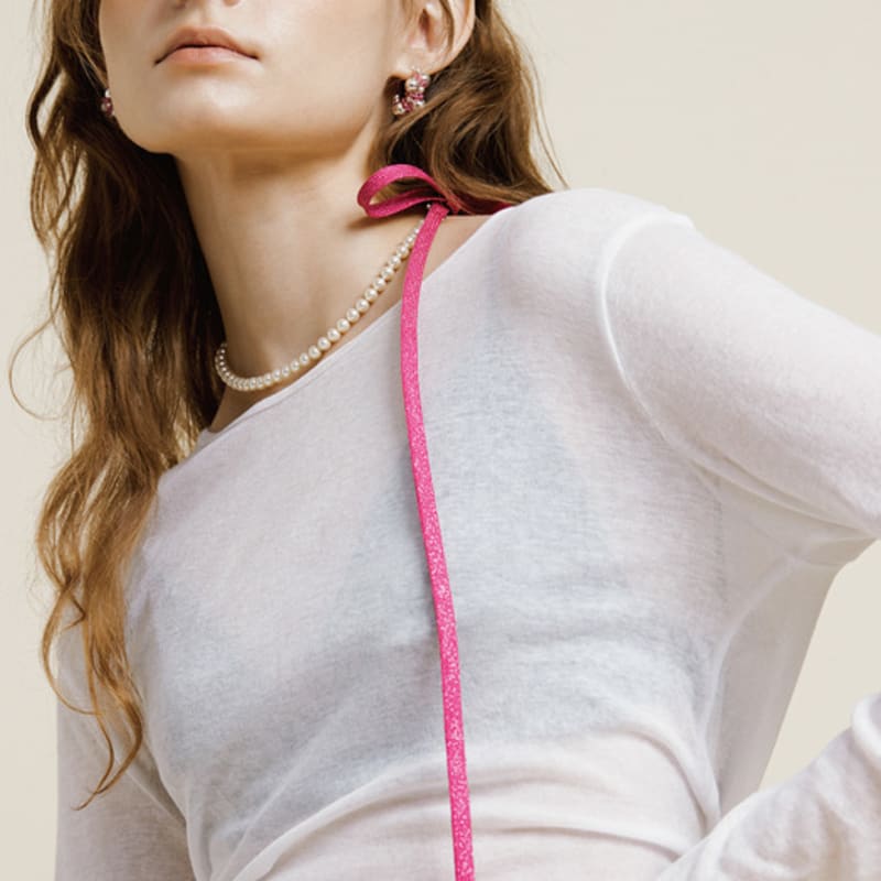 MATIAS Glitter strap Necklace (Hot pink)