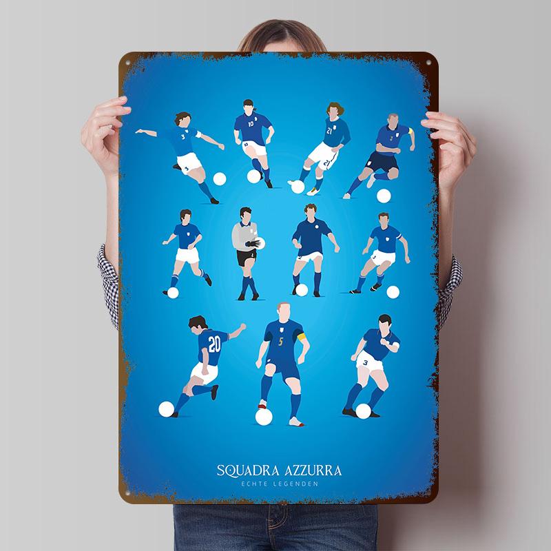 Squadra Azzurra // Echte Legenden Tinplate Poster Customized Wall Art Vintage Metal Signs Retro Tin Plaque for Home Decor Items