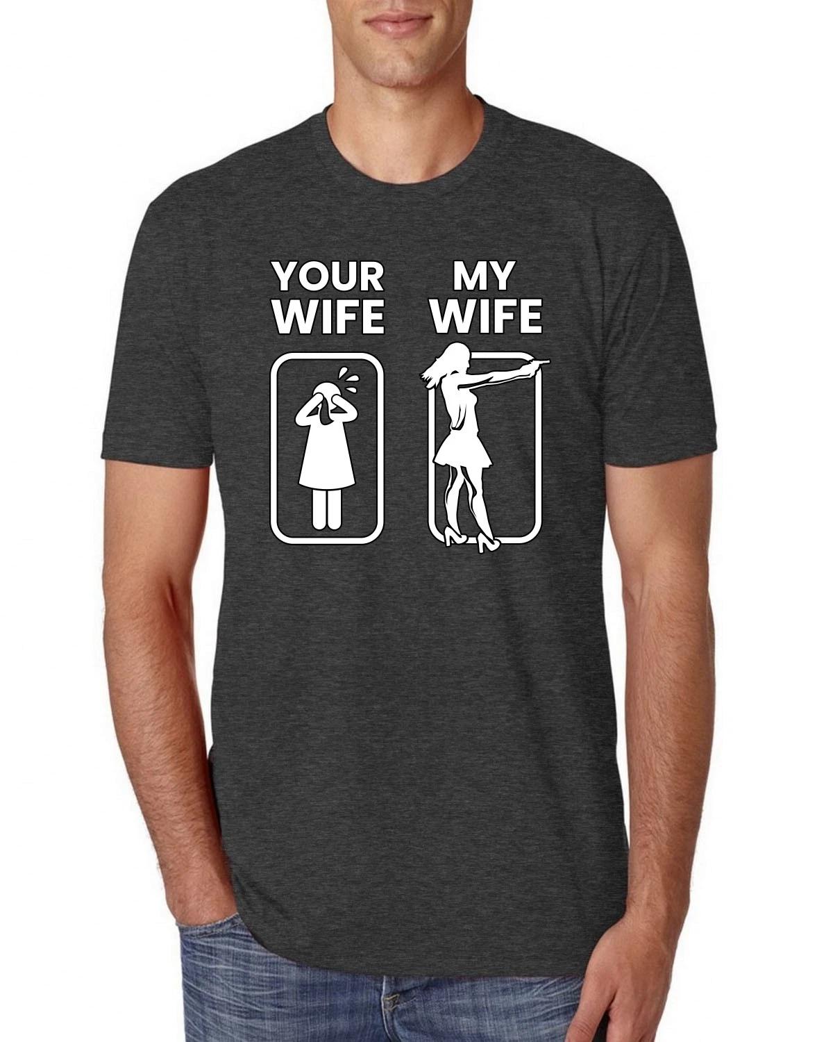 Your Wife VS My Wife Funny Super Hero Mens Premium Tri Blend T- Shirt XL