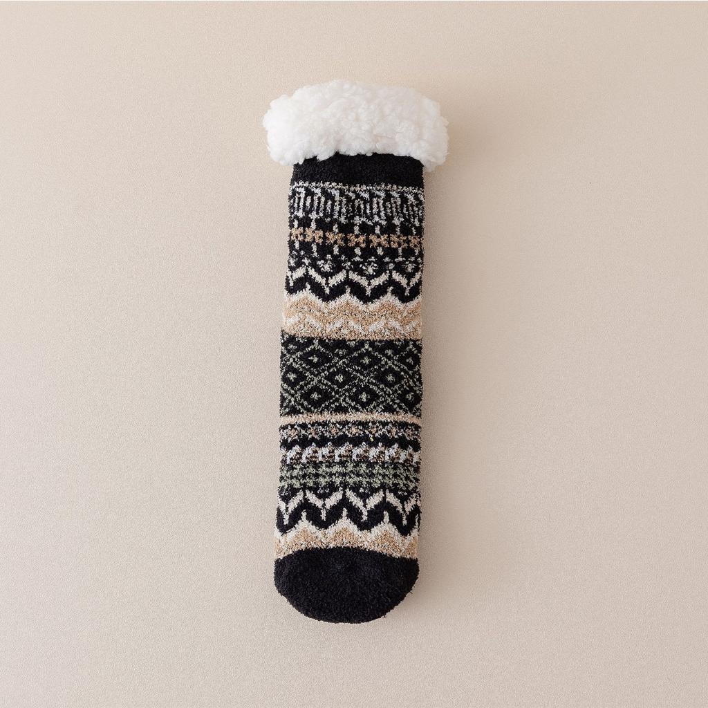 Floor Socks In Autumn and Winter Thickened with Fleece for Warmth and Anti Slip Mid Tube Socks for Home Use