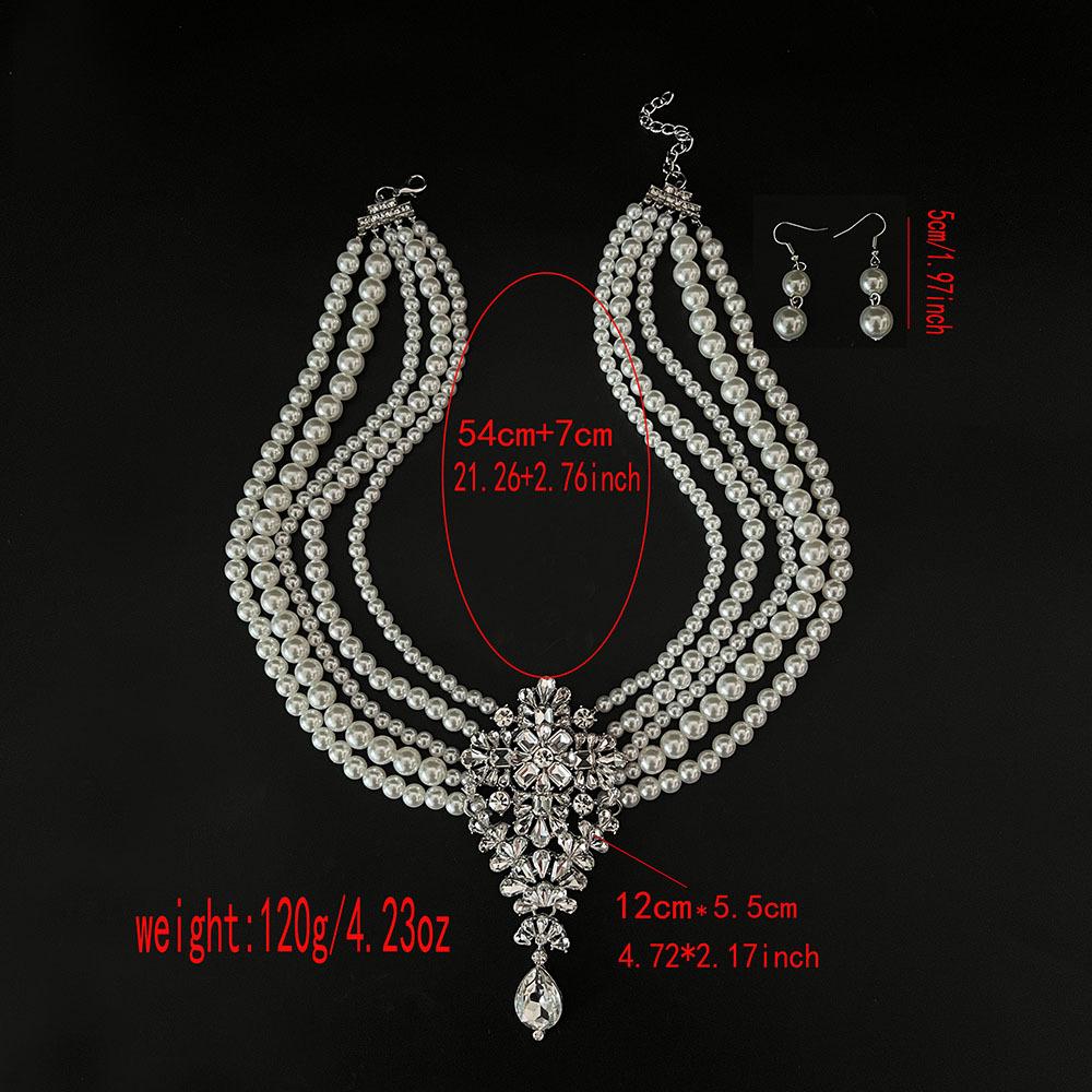 Elegant French Alloy and Glass Pearl Necklace & Earring Set for Weddings, Parties, and Birthdays
