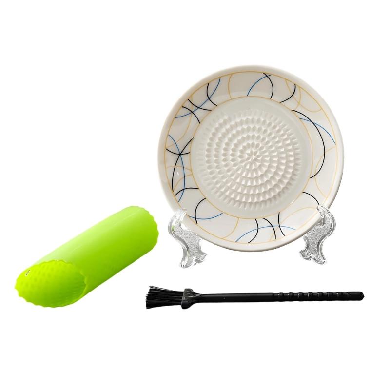 Efficient Ceramic Garlic And Fruit Grater With Embossing Design Gingers Grinder Plate For Home Cooking And Camping Trip