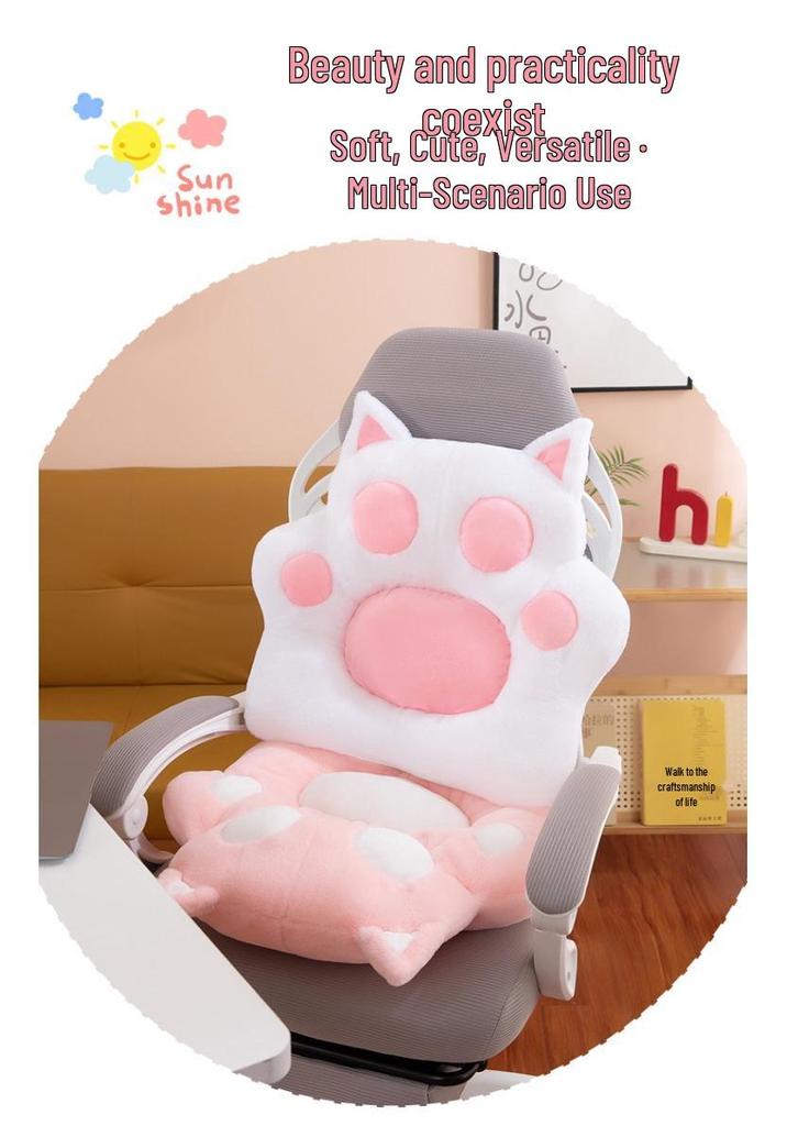 Cute Cat Paw Seat Cushion & Plush Toy for Office or Living Room - Ideal Birthday Gift