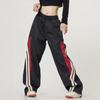 Amerikanische Harajuku Retro Jogginghosen: Elastischer Bund, Patchwork, High-Waist, Lockerer Weiter Bein Schnitt Street Style Laufhose.
