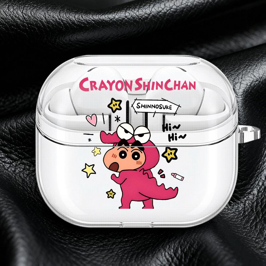 Case For Samsung Galaxy Buds 4 Pro Live 2 2Pro 4Pro 3 FE 3Pro Clear Earphone Cases Cover With Hook Cute Crayon Shin Chan