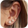 6 Pairs White Pearl Stud Earrings Set Round Ball Faux Pearl Earrings for Women, 7MM
