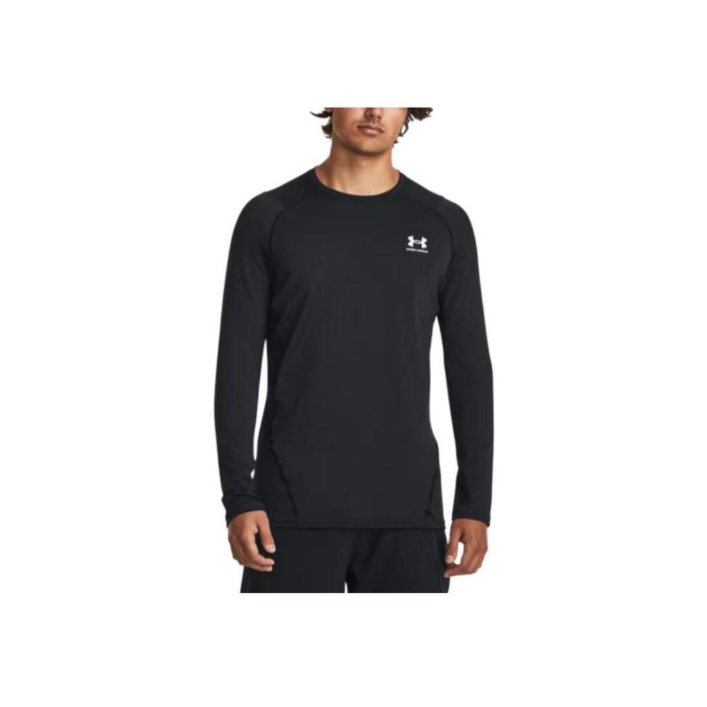 Under Armour Coldgear® Fitted Crew Solid Color Quick-Dry Breathable Slim Fit Long Sleeve T-Shirt Men Tops Black 1366068-002