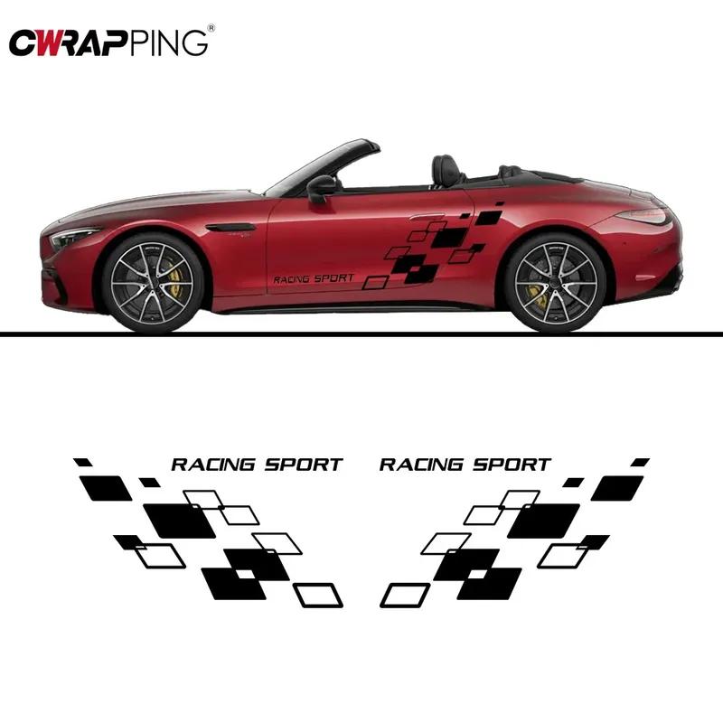 Car Sticker Auto Racing Lattices Sticker Auto Body Side Door Decoration Decal Vinyl Film Wrap Decal Universal Car Accessories
