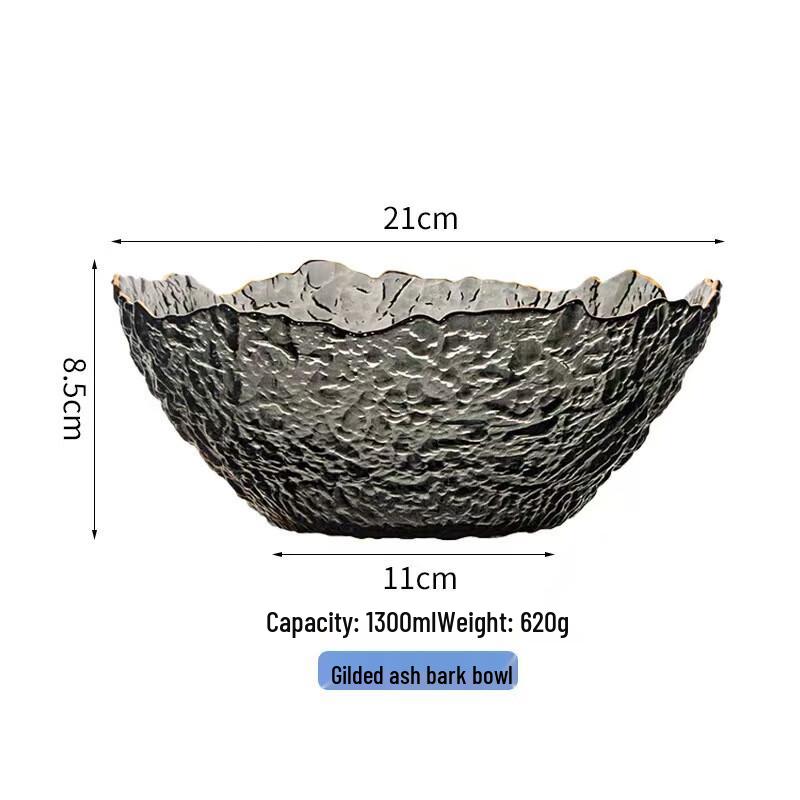 Салатники из неровного стекла с золотым ободком ZISHIZ (Набор из 2)