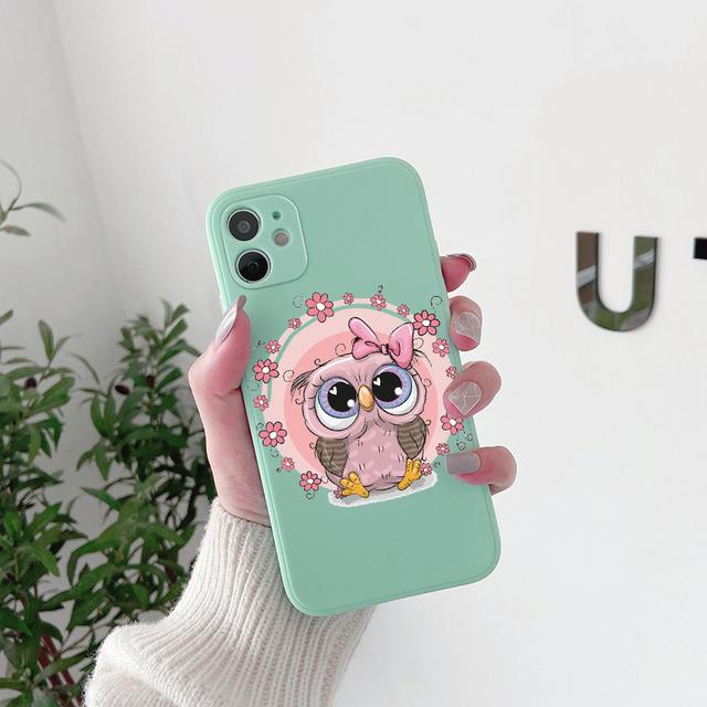 Cute Cartoon Animal Owl Case For Iphone Se2 Se3 2022 8 7 Plus X Xr Xs Soft Cover For Iphone 11 12 13 14 Pro Max Mini 14plus Capa