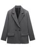 Moda Donna con Tasche Blazer Monopetto Liscio Maniche Lunghe Vintage Scollo a Tacca Abiti da Ufficio Donna