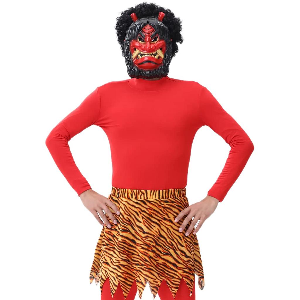 Setsubun Bean Throwing Red Oni Masquerade Mask Costume Set Cosplay Costume Stage Costume Performance Clothes Cultural Festival Photography Festival