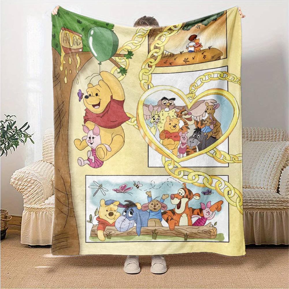 Winnie Pooh Adventure Flannel Blanket Super Soft Warm Cozy Blanket For Sofa Bed Office Travel Allseason Home Decor Gift