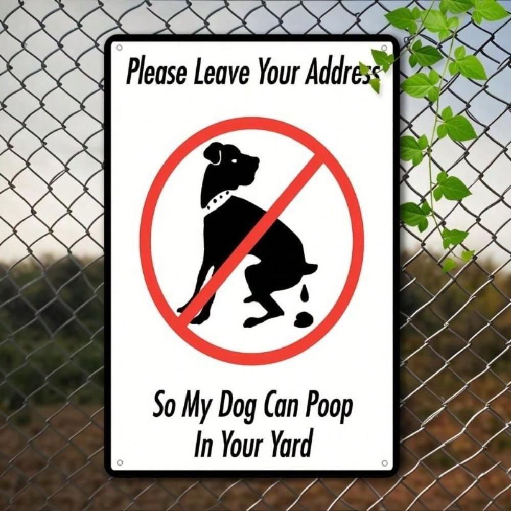 Leave Dog Poop In Yard No Warning Metal Tin Sign Garden Wall Decor