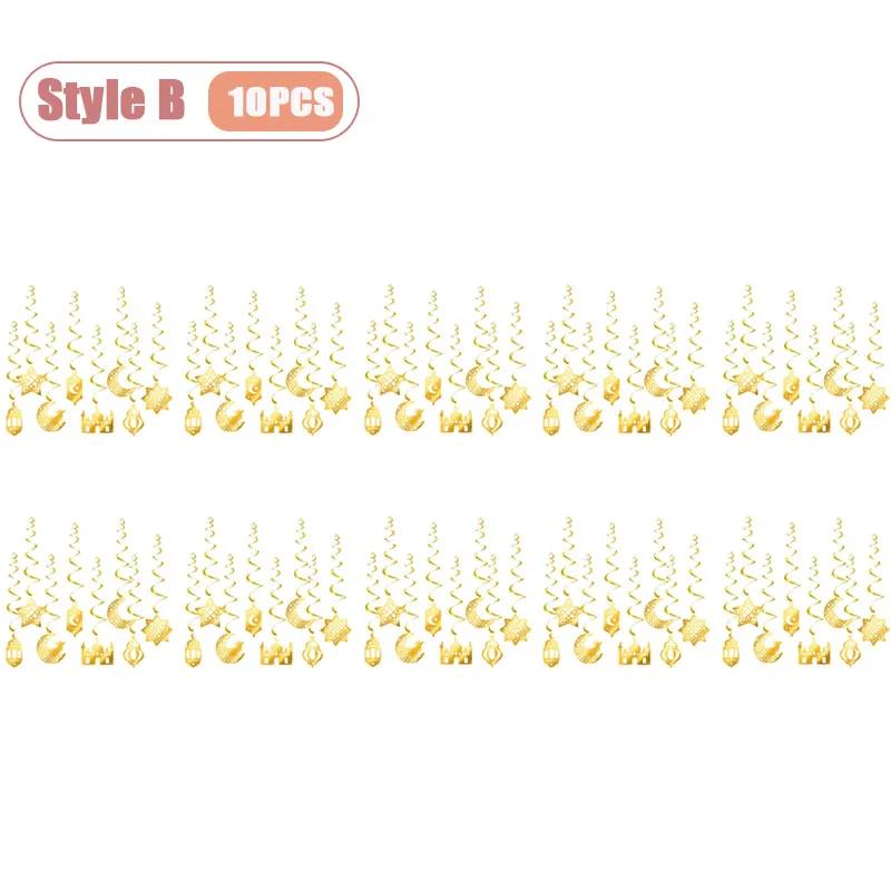 1-10 Stück Festival Feier Gold und Schwarz Ramadan Hängendes Banner Papierlaternen Halbmond Ornamente für Heimbedarf