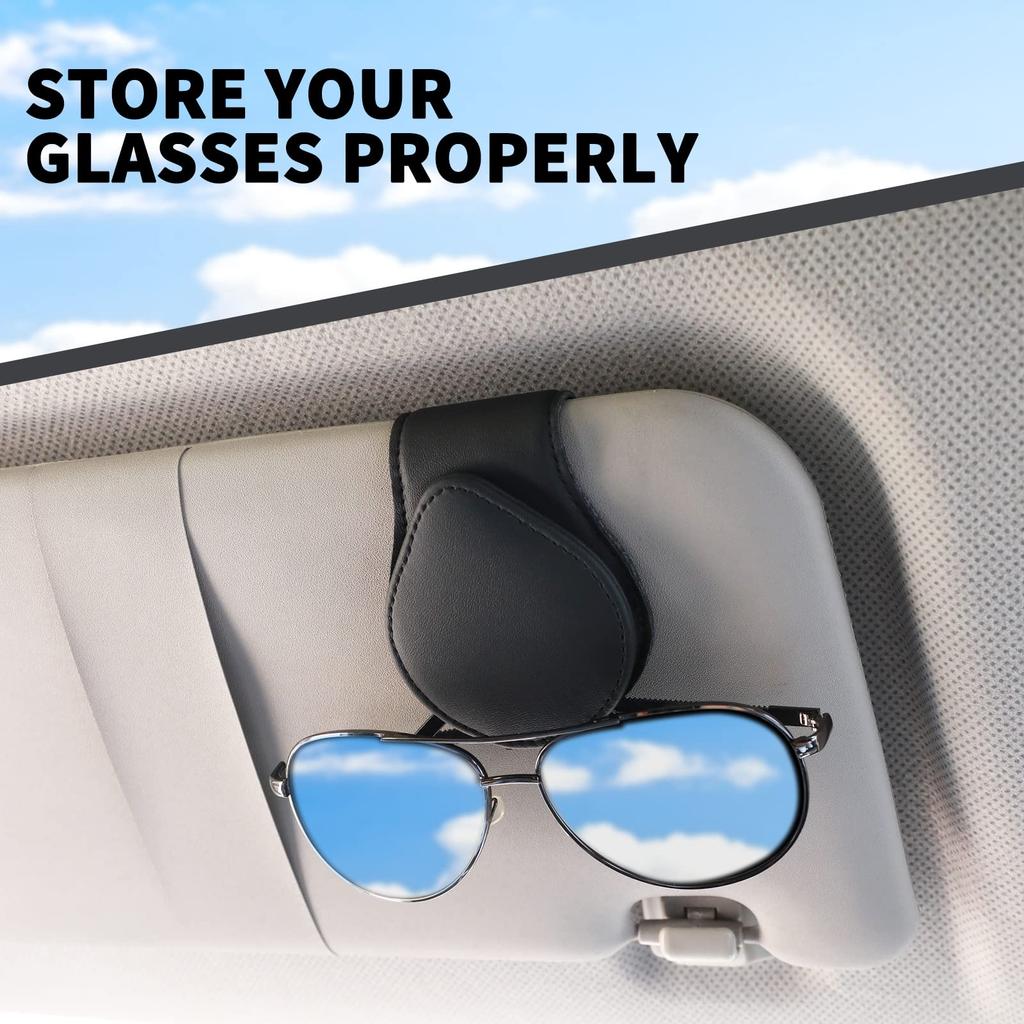 AICARS Car Visor Sunglasses Holder 2 Pack Universal Fit Car