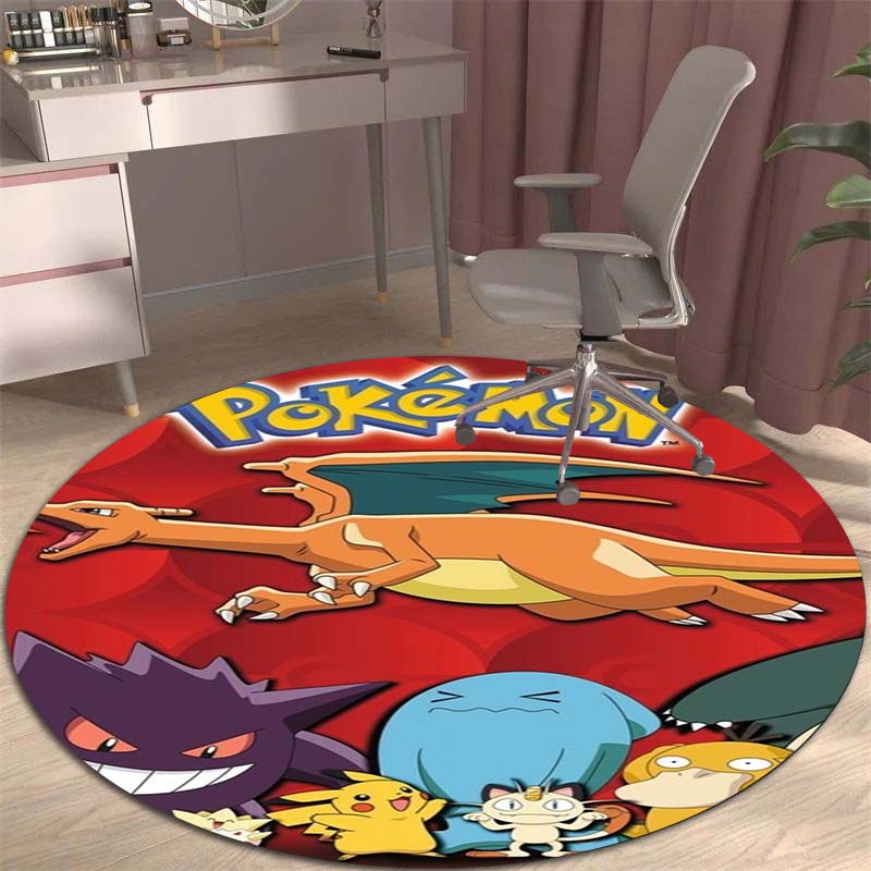 3DPikachu HD Cartoon Round Rug, Suitable for Decorating Living Rooms, Bedrooms, Sofas, and Playrooms; Non-slip Gift.