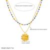 316L Stainless Steel Colored Glass Beads Exquisite Sunflower Pendant Necklace Women Novel Chic Clavicle Chain Jewelry